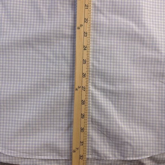 Charles Tyrwhitt Dress Shirt 17 37 Classic Fit Non Iron Blue Check Point Collar - Picture 6 of 9